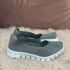 Gray Woven Slip-On Women's Shoes